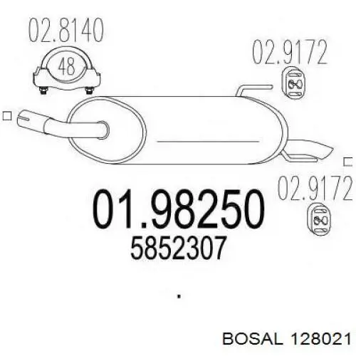 BS 128-021 Bosal глушитель, задняя часть