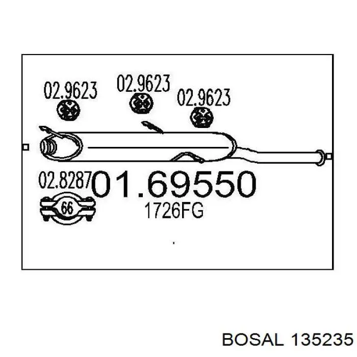 BS135235 Bosal глушитель, задняя часть