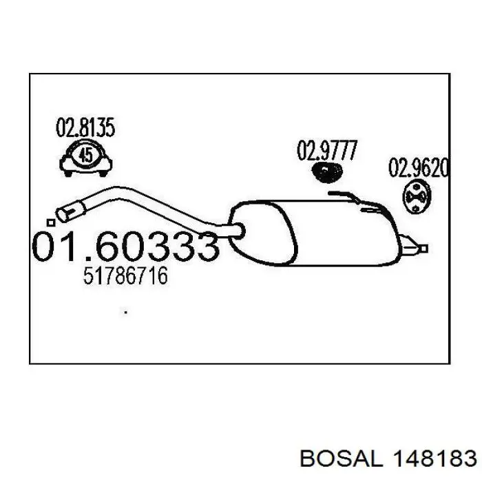 Глушитель задний 51786716 Fiat/Alfa/Lancia