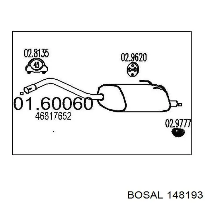 Глушитель, задняя часть 148193 Bosal