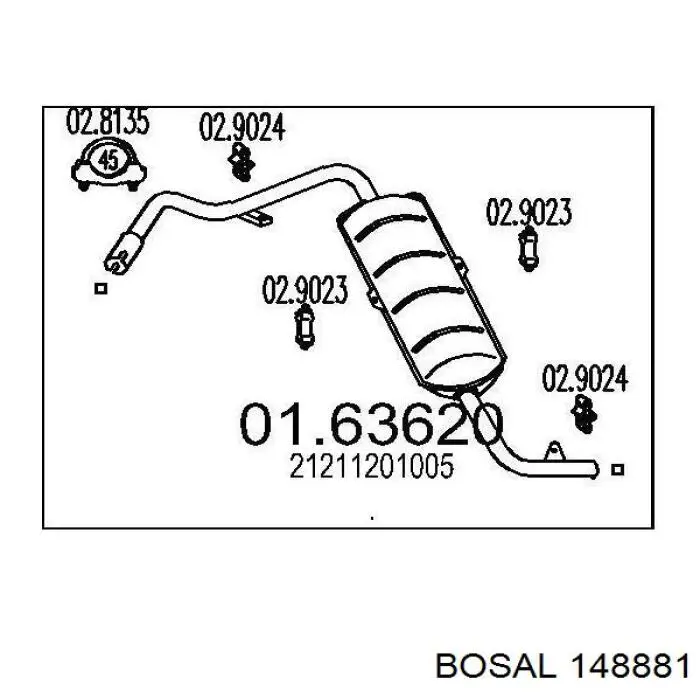 Глушитель задний 148881 Bosal