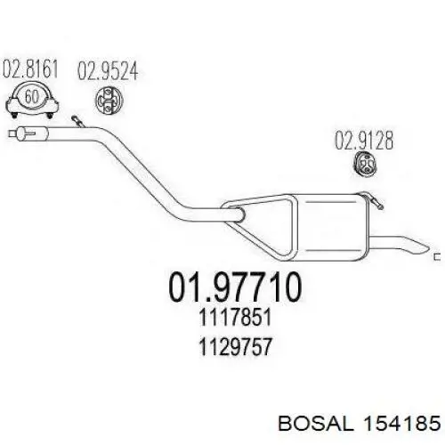 Глушитель, центральная часть 154185 Bosal