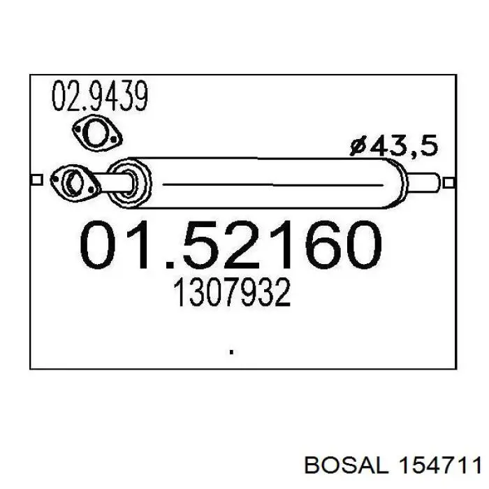 BS154711 Bosal глушитель, передняя часть