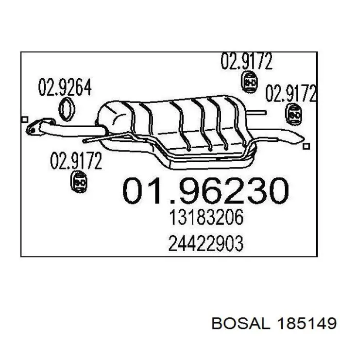 Глушитель, задняя часть 185149 Bosal