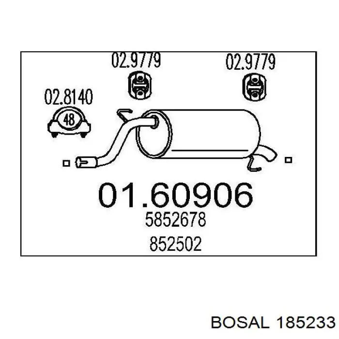 185-233 Bosal silenciador, parte traseira