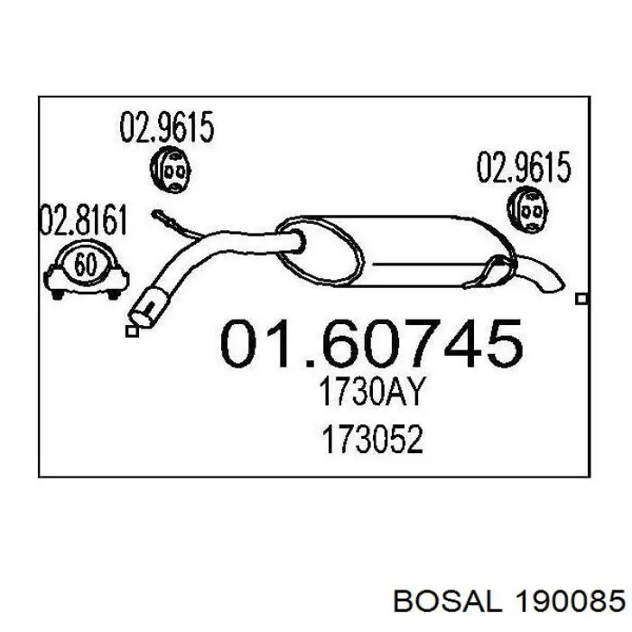 Купить 190085 Bosal Глушитель задний