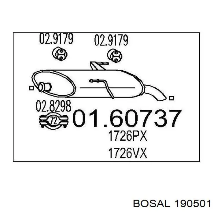 Выхлоп задний Bosal 190501 цена, от 58.31 USD