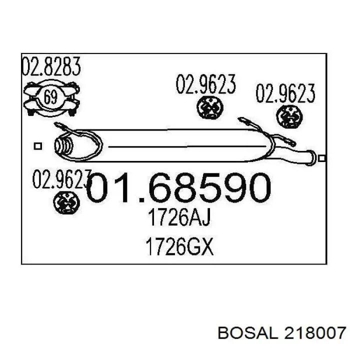 218007 Bosal глушитель, задняя часть