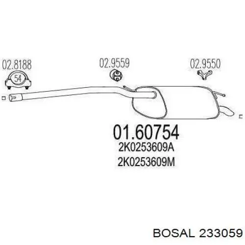 Глушитель, задняя часть 233059 Bosal