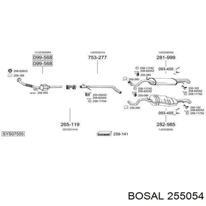 Хомут глушителя 255054 Bosal