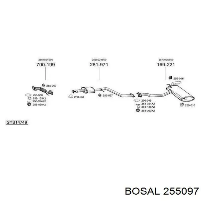 Подушка крепления глушителя Bosal 255097 цена, от 3.23 USD