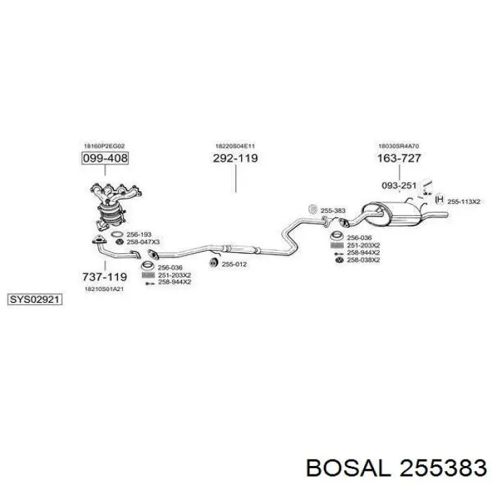 Купить 255383 Bosal Подвесные подушки глушителя