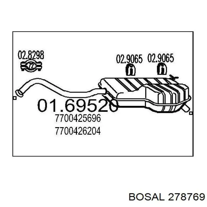 Купить 278769 Bosal Глушитель задний