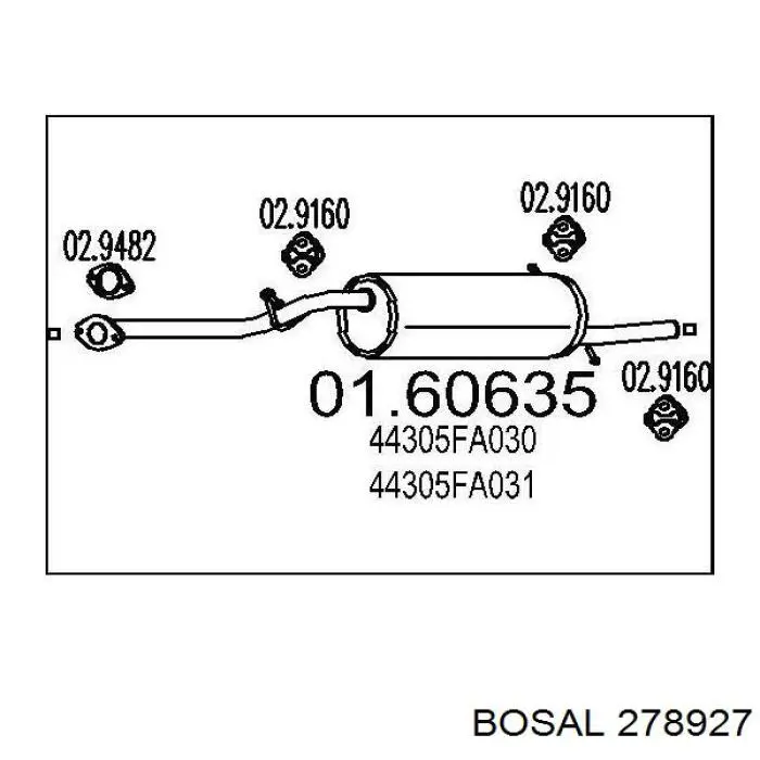 Глушитель, задняя часть BS278927 Bosal