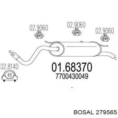 BS279565 Bosal silenciador, parte traseira