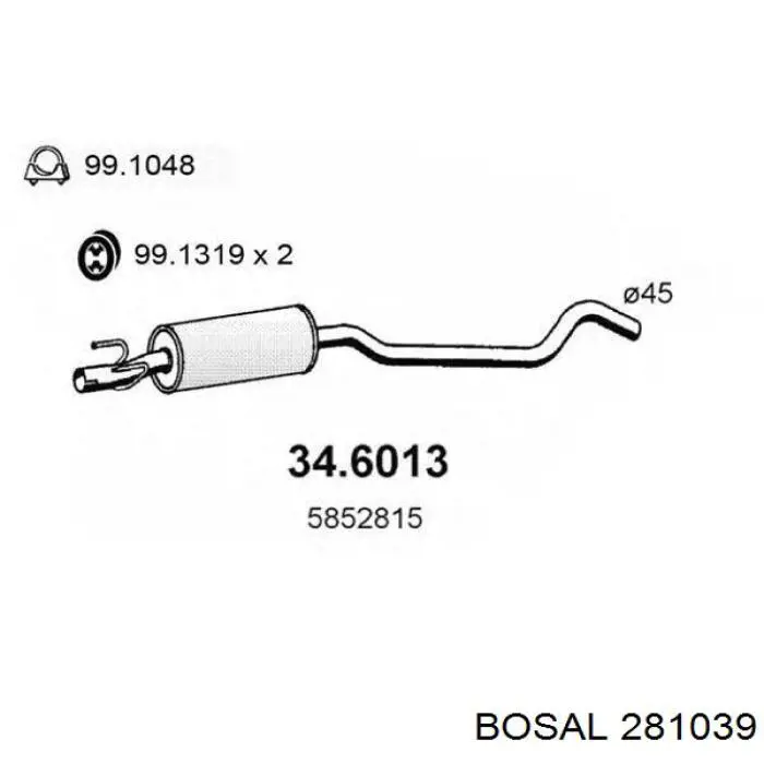 Глушитель, центральная часть на Opel Corsa B 