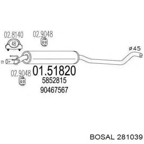 Глушитель, центральная часть Opel 90467567 цена, от 48.70 USD