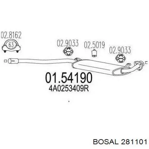 Купить 281101 Bosal Выхлоп центральный