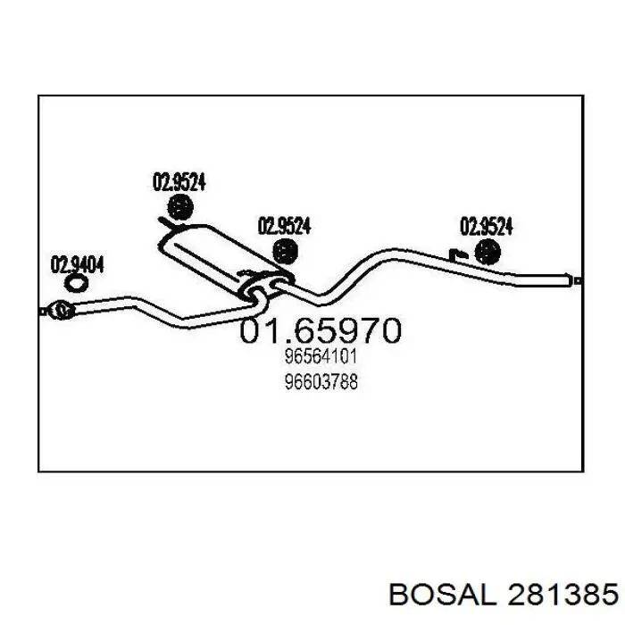 BS 281-385 Bosal глушитель, задняя часть