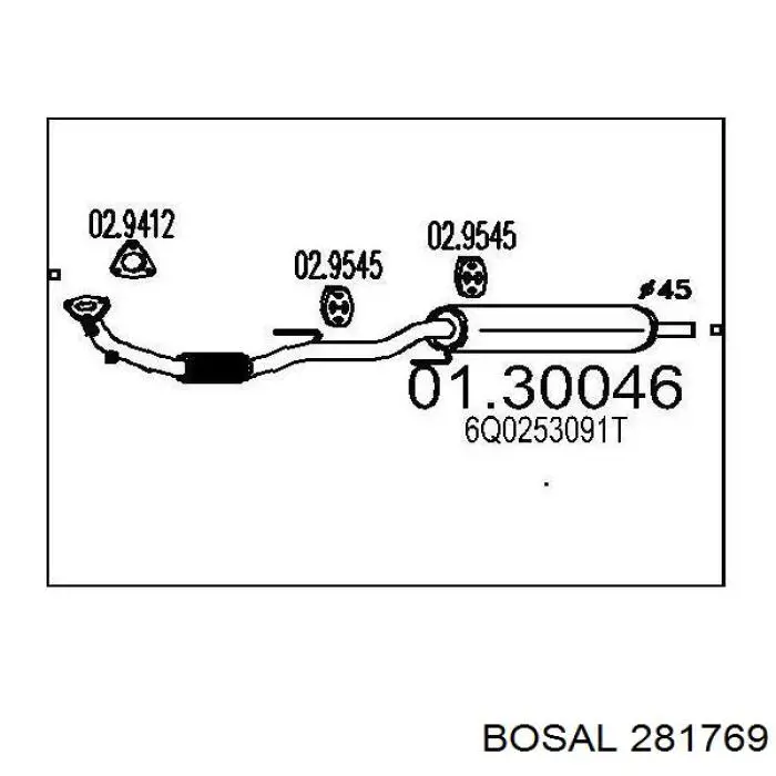 281769 Bosal глушитель, задняя часть
