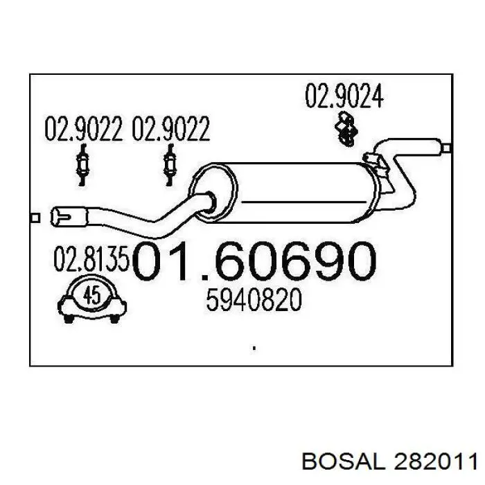  Центральная часть глушителя Opel Kadett 