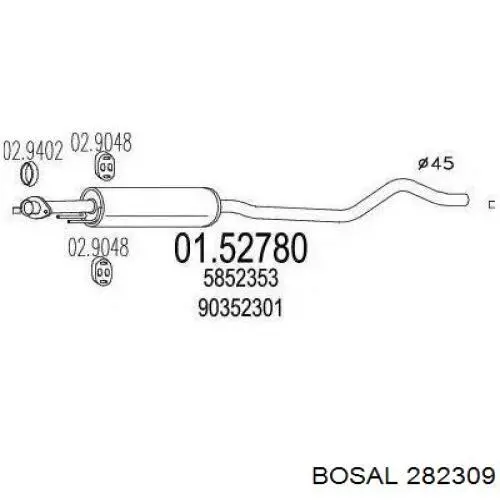 Средний глушитель Bosal 282309