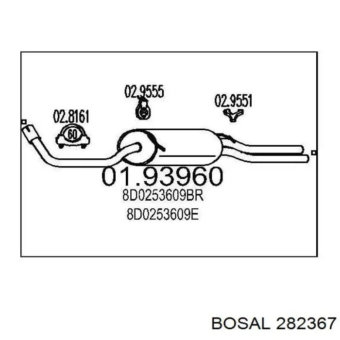282367 Bosal глушитель, задняя часть