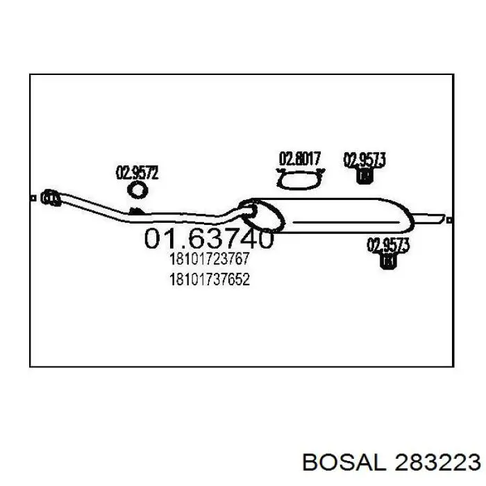 283223 Bosal глушитель, задняя часть