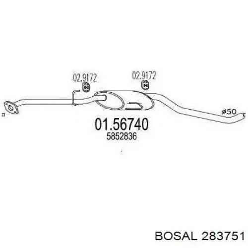 Купить 283751 Bosal Выхлоп центральный