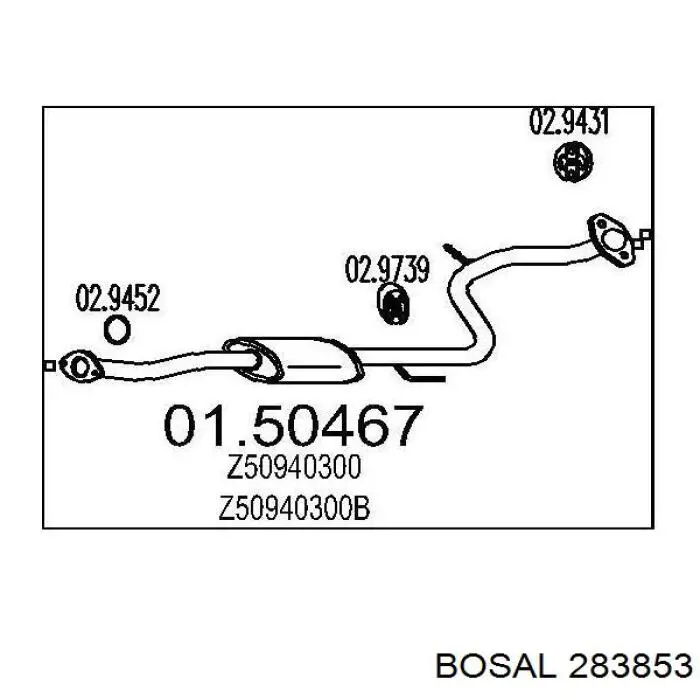 BS 283-853 Bosal глушитель, центральная часть