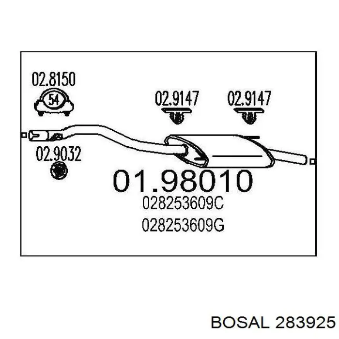Выхлоп задний Bosal 283925 цена, от 49.18 USD