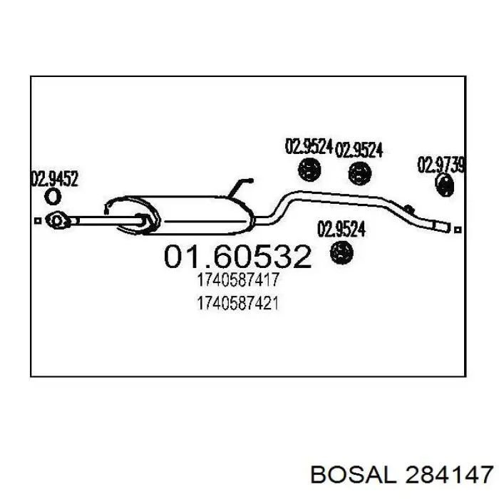 Глушитель, задняя часть 284147 Bosal