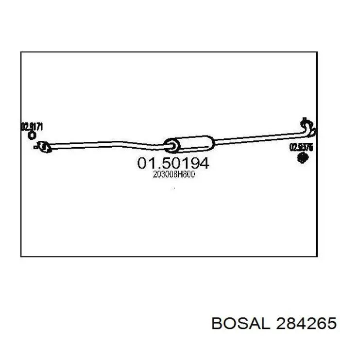 Глушитель, центральная часть 284265 Bosal