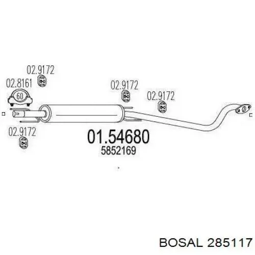 Глушитель задний 285117 Bosal