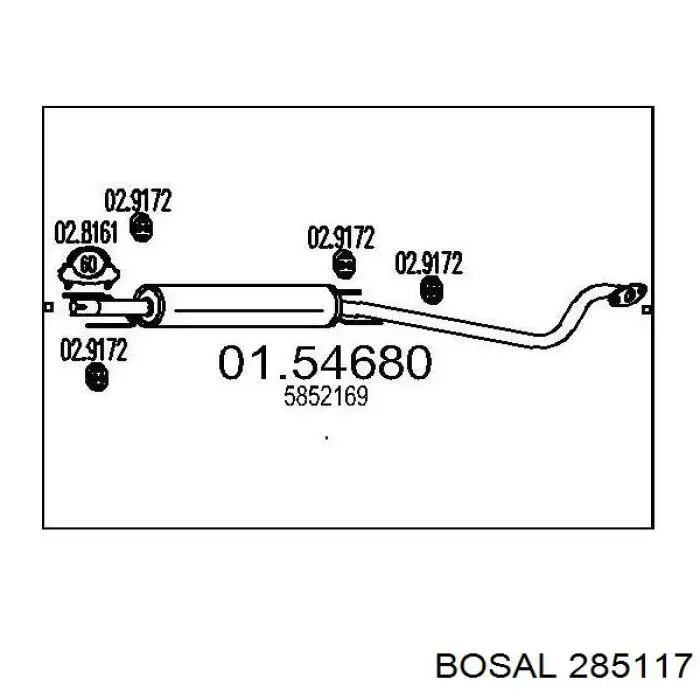 Silenciador posterior 285117 Bosal