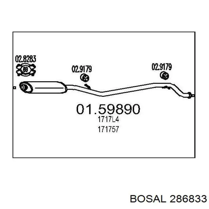 Купить 286833 Bosal Выхлоп центральный