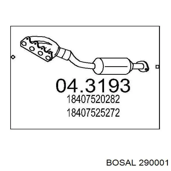 Глушитель, центральная часть Bosal 290001 цена, от 49.38 USD