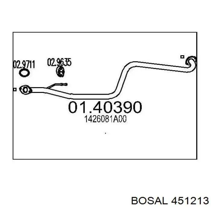 Tubo de escape, del catalizador al silenciador 451213 Bosal