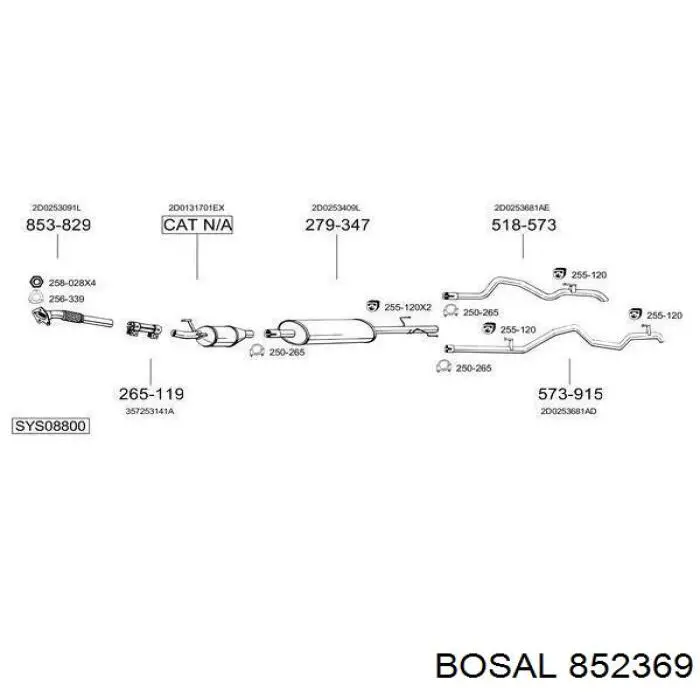 Глушитель, центральная часть Bosal 852369 цена, от 43.02 USD