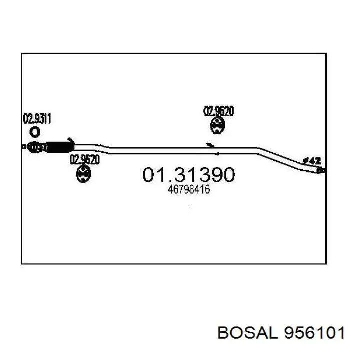 Глушитель, центральная часть 956101 Bosal