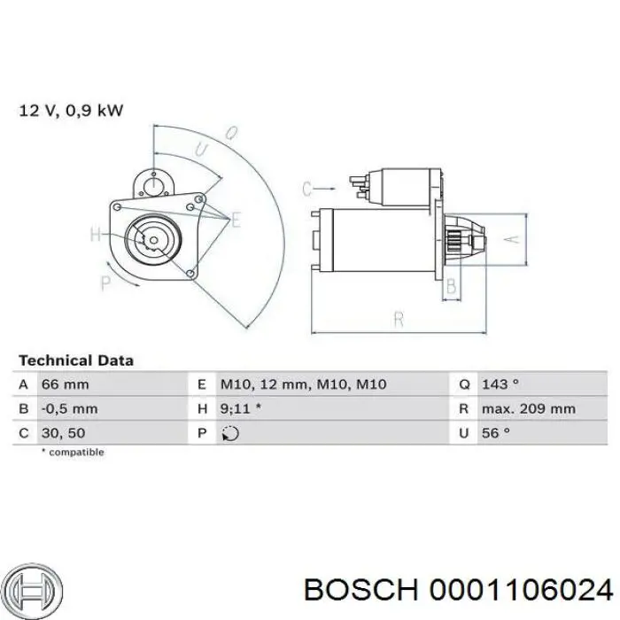 0001106024 Bosch стартер