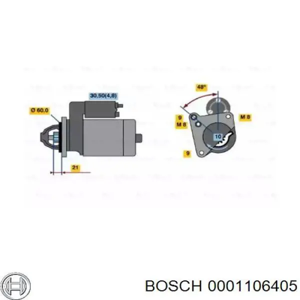 Стартер двигателя Bosch 0001106405
