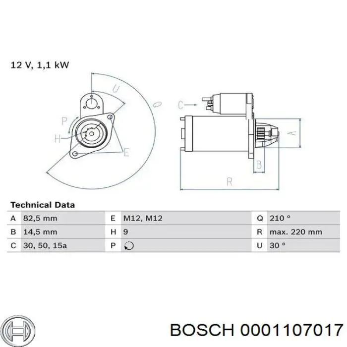 Купить 0001107017 Bosch Стартер
