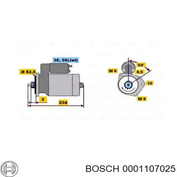 Стартер Bosch 0001107025 цена, от 50.68 USD