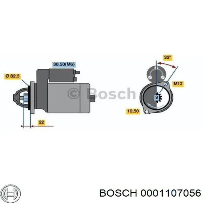 Стартер Bosch 0001107056 цена, от 38.01 USD