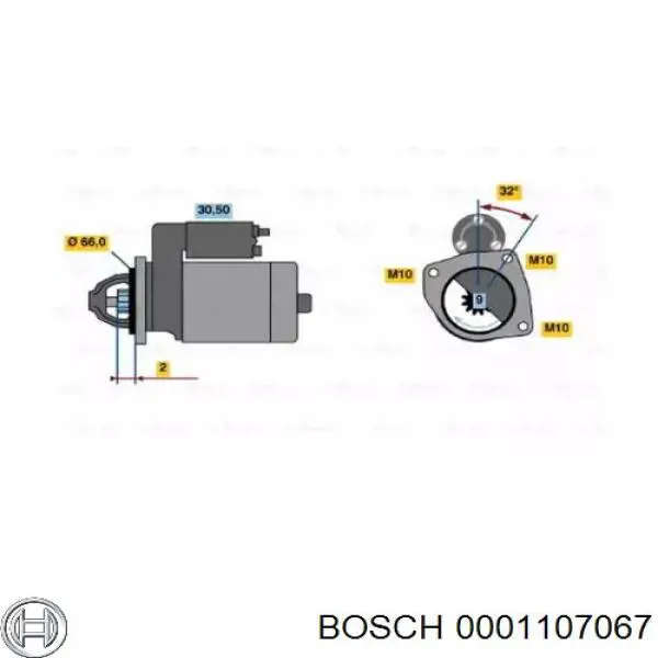 Стартер двигателя Bosch 0001107067