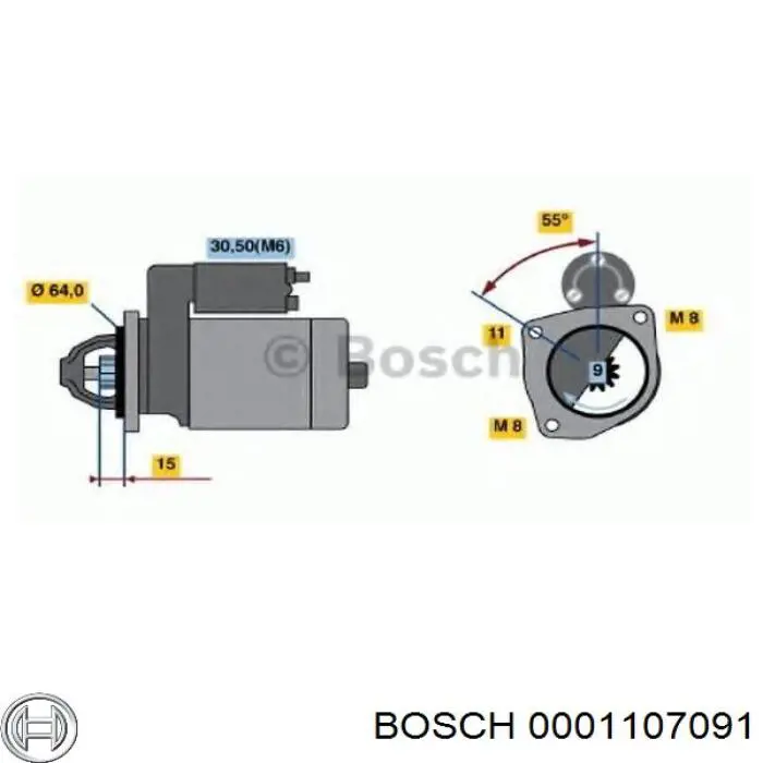 0001107091 Bosch Стартер автомобиля