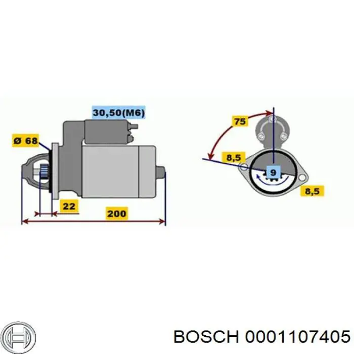 Стартер 0001107405 Bosch
