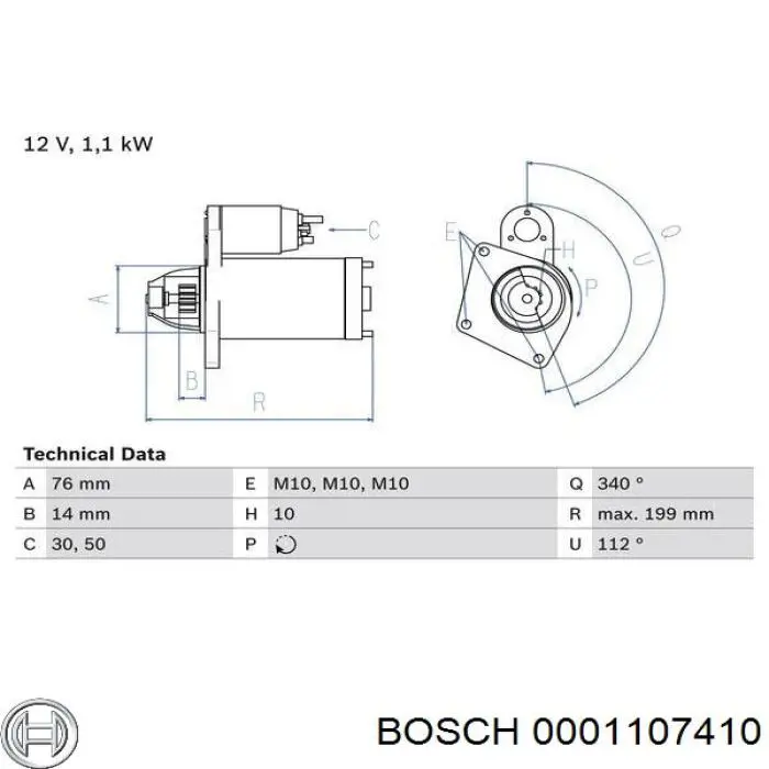 0001107410 Bosch Стартер автомобиля