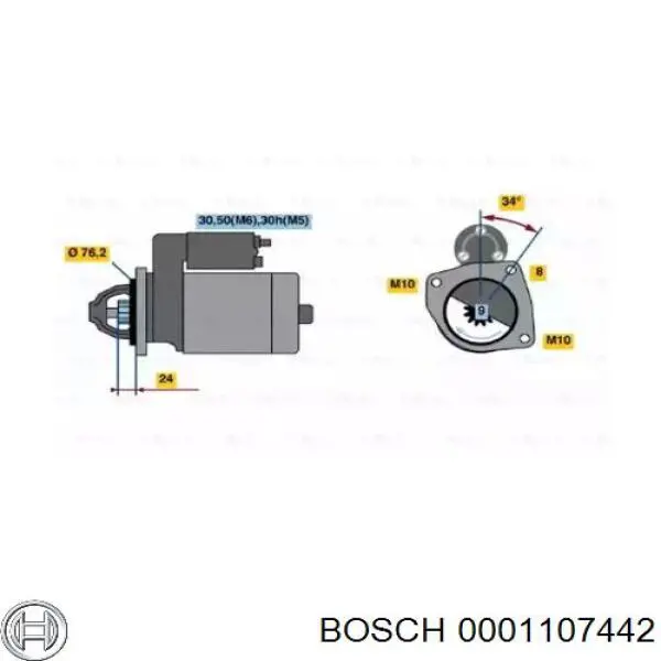Стартер Bosch 0001107442 цена, от 44.34 USD